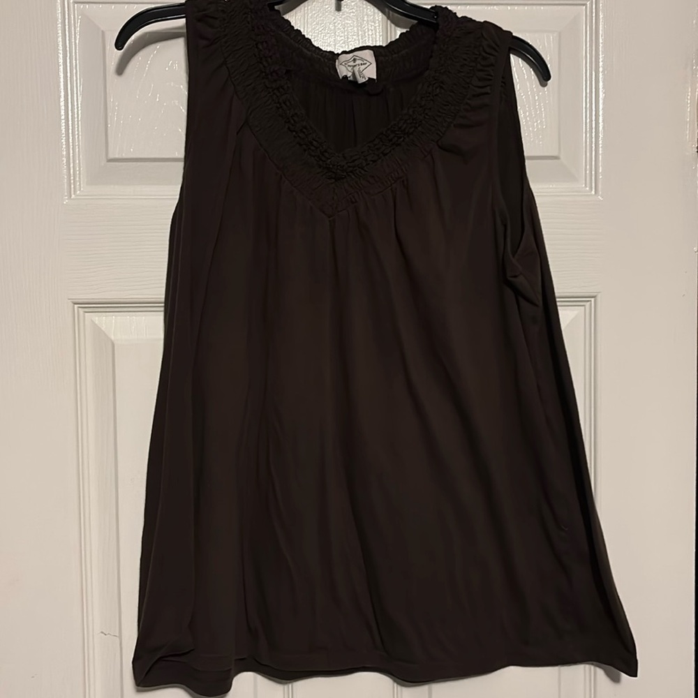 Previously loved brown sleeveless top.